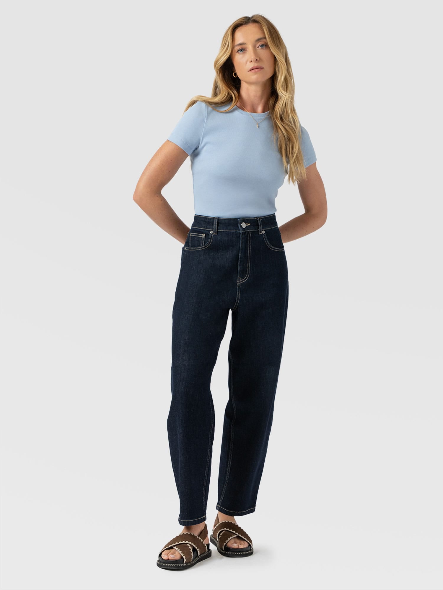 Ribbed Short Sleeve Tee - Powder Blue