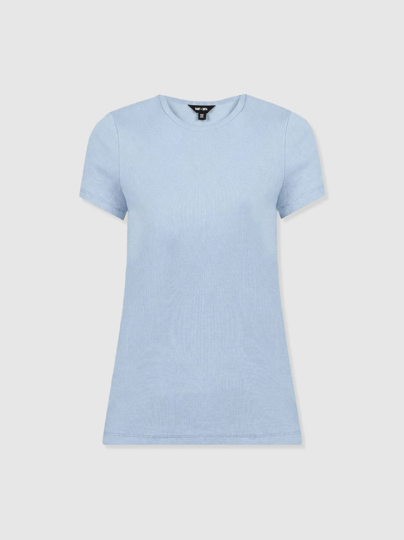Ribbed Short Sleeve Tee - Powder Blue