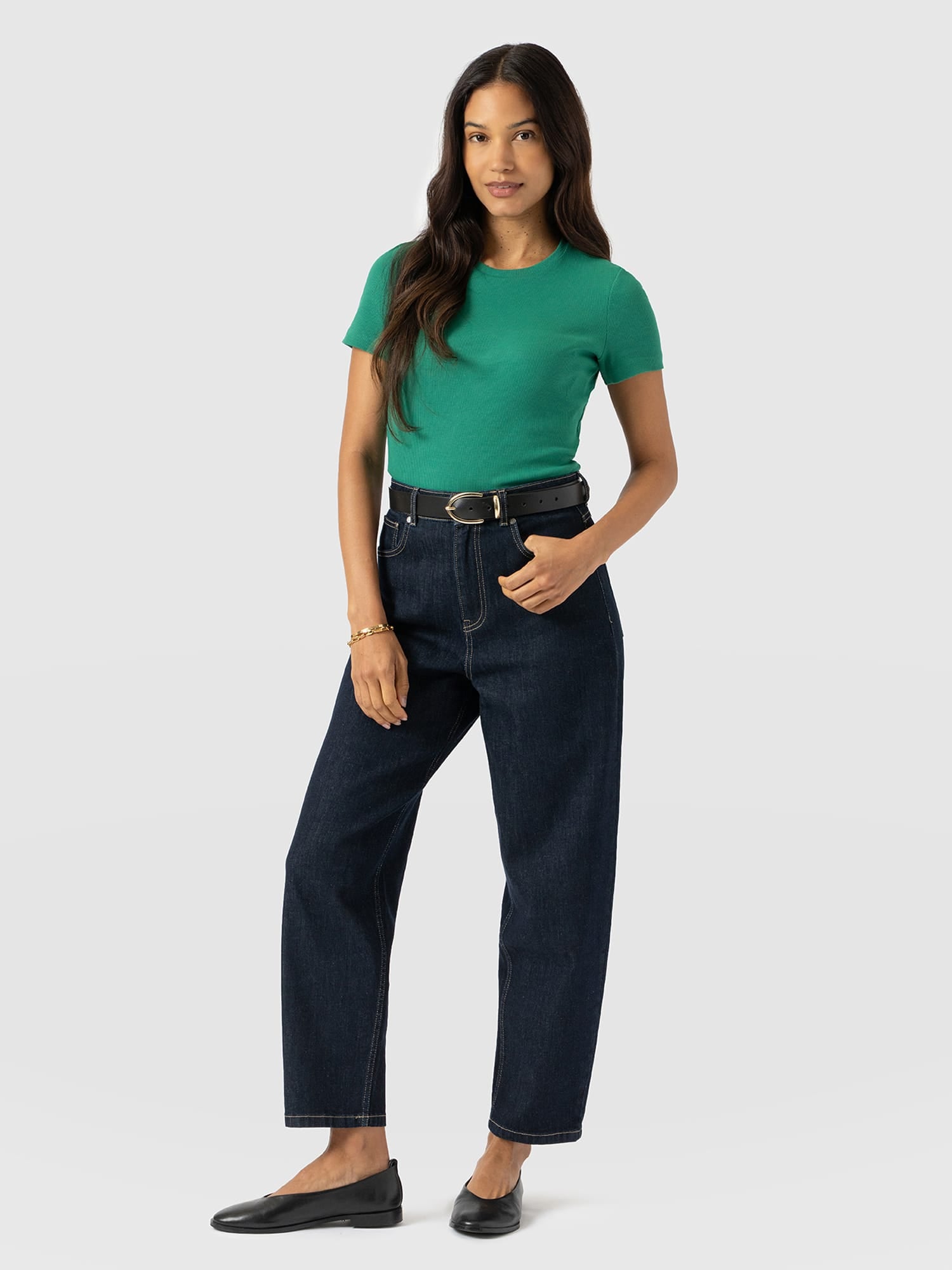 Ribbed Short Sleeve Tee - Sea Green - Women's T-shirts | Saint + Sofia® UK