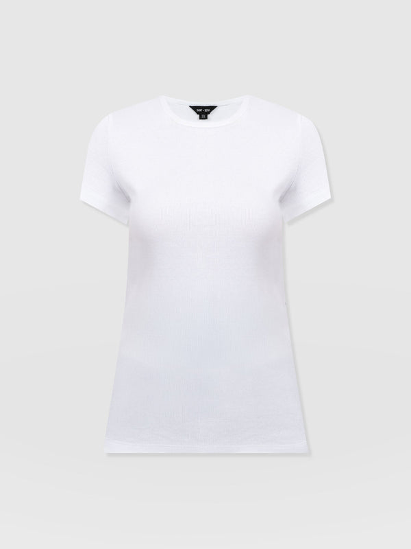Ribbed Short Sleeve Tee - White