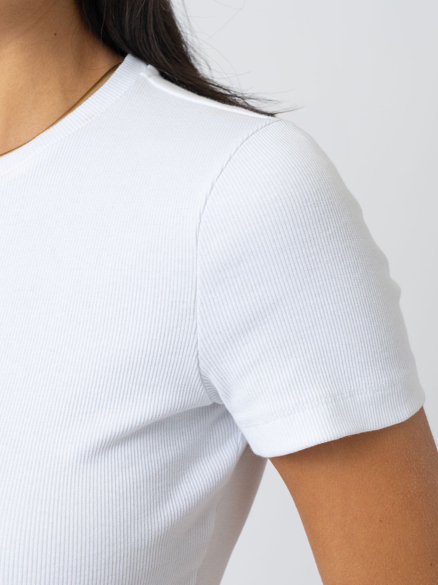 Ribbed Short Sleeve Tee - White
