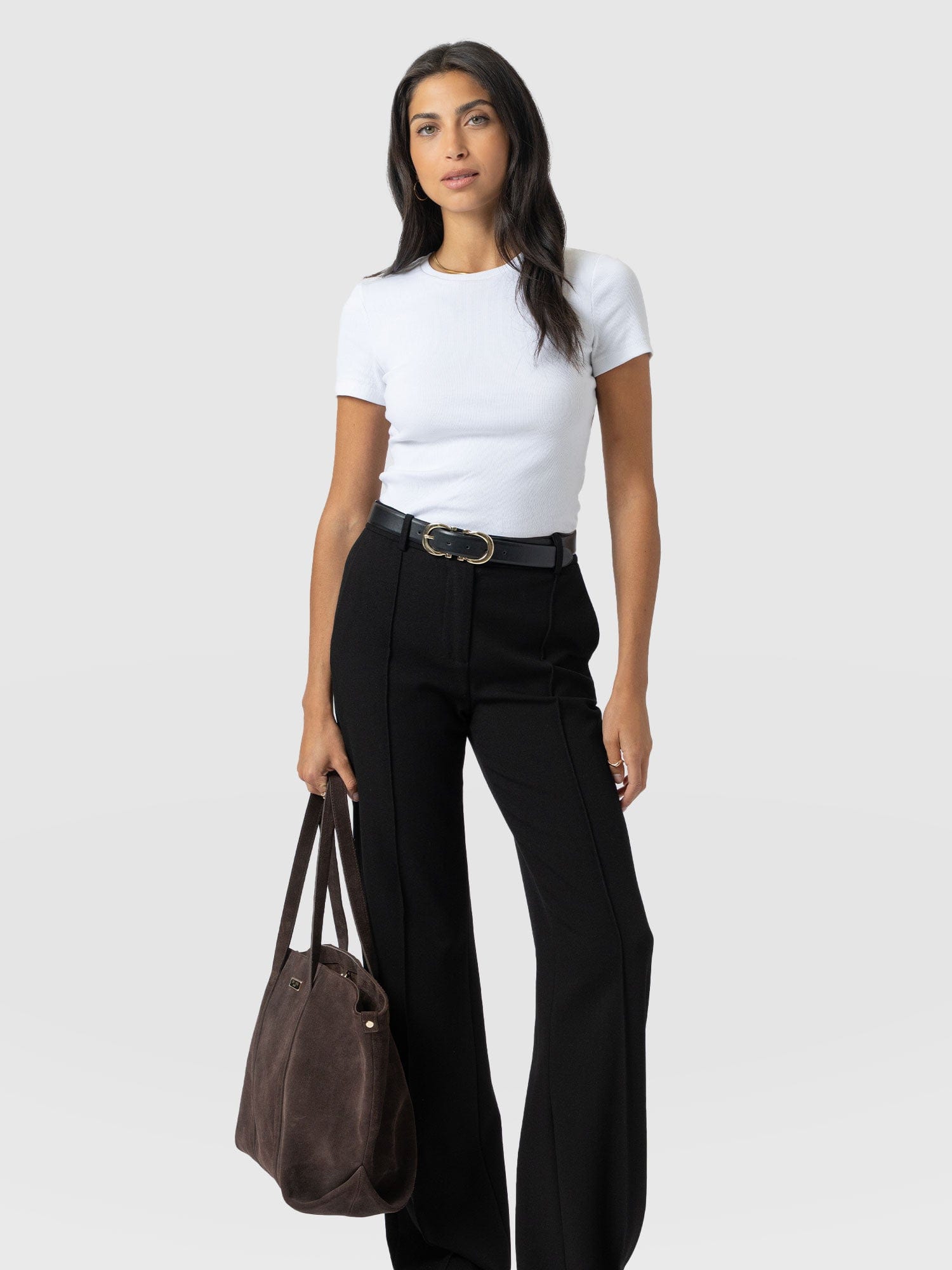 Ribbed Short Sleeve Tee - White