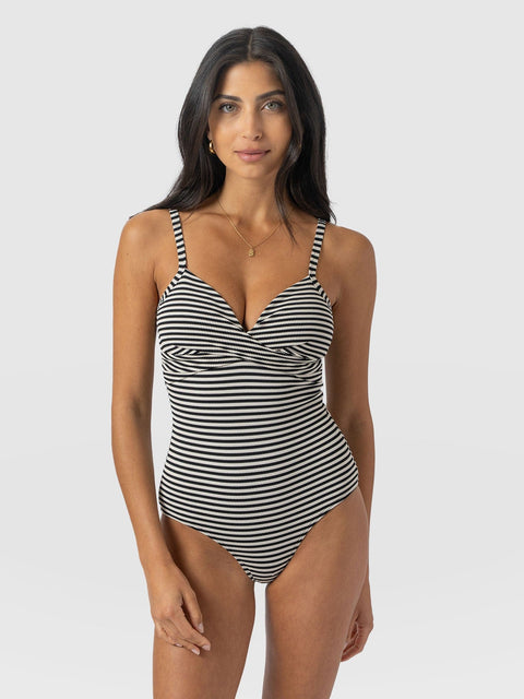 Riley Cross Front Swimsuit - Stripe - Women's Swimwear | Saint + Sofia® UK