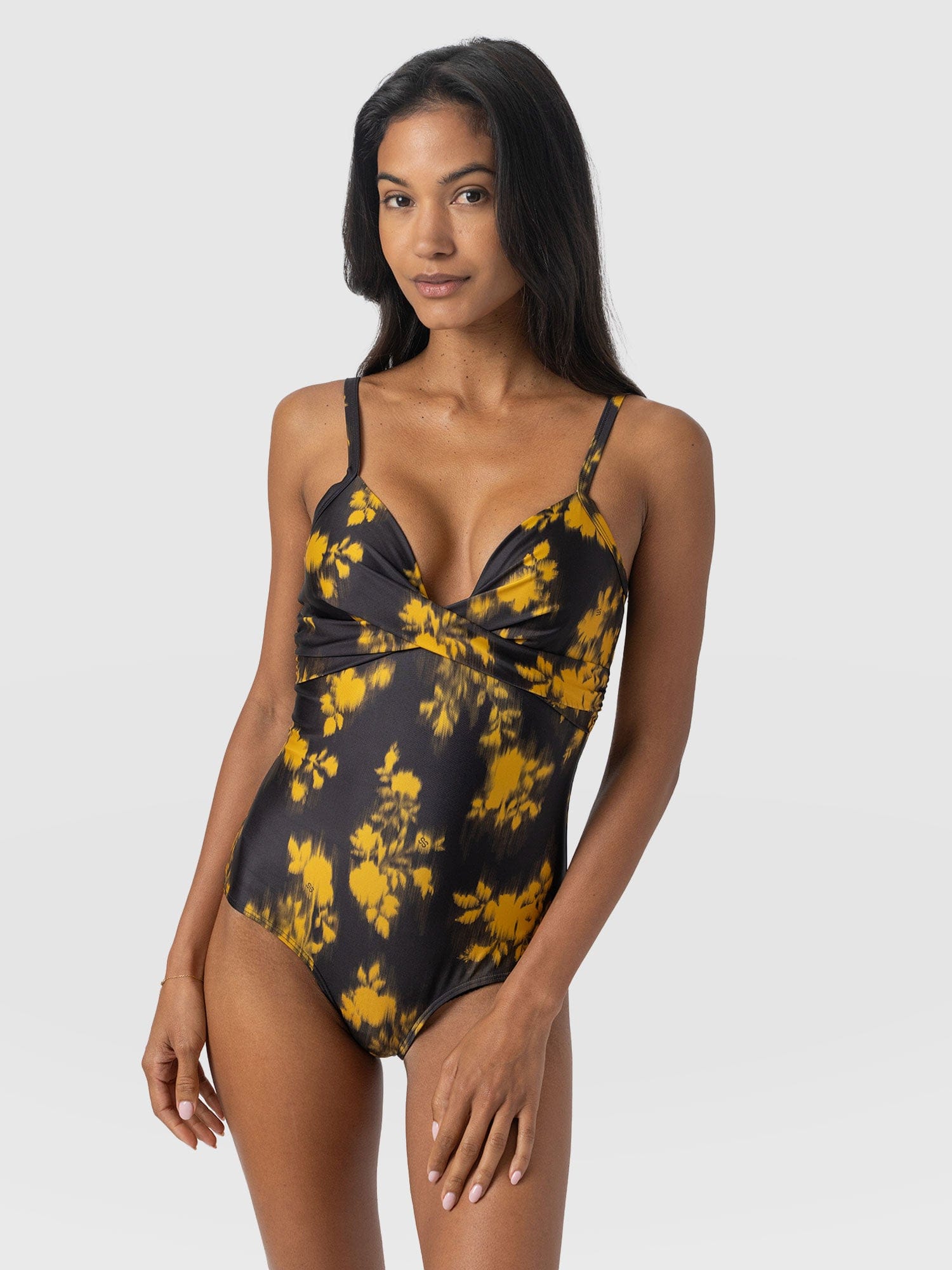 Riley Cross Front Swimsuit - Yellow Fade Floral - Women's Swimwear | Saint + Sofia® UK