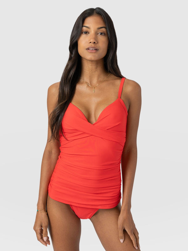 Riley Cross Front Tankini Top Red