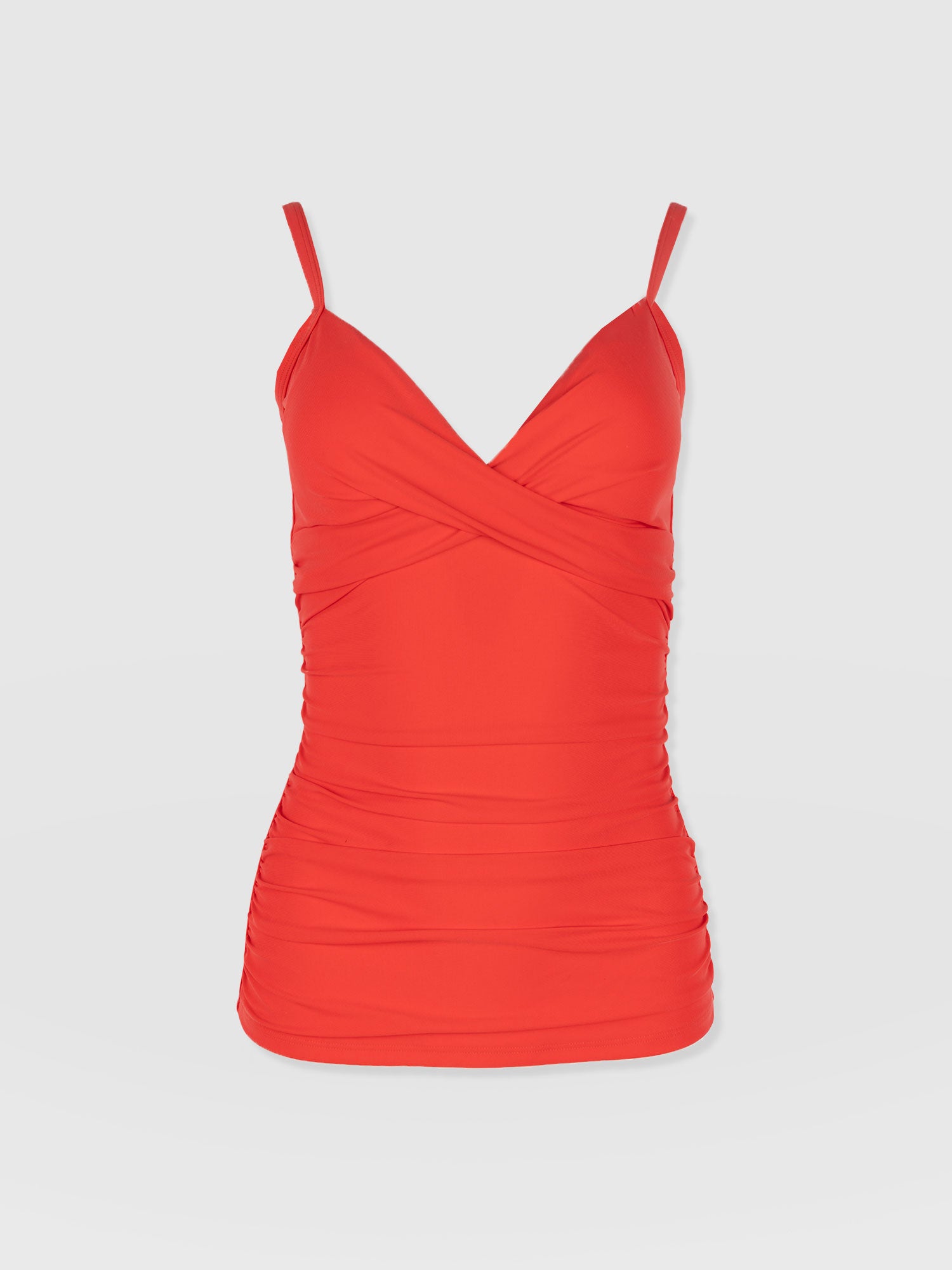 Riley Cross Front Tankini Top - Red - Women's Swimwear | Saint + Sofia® UK
