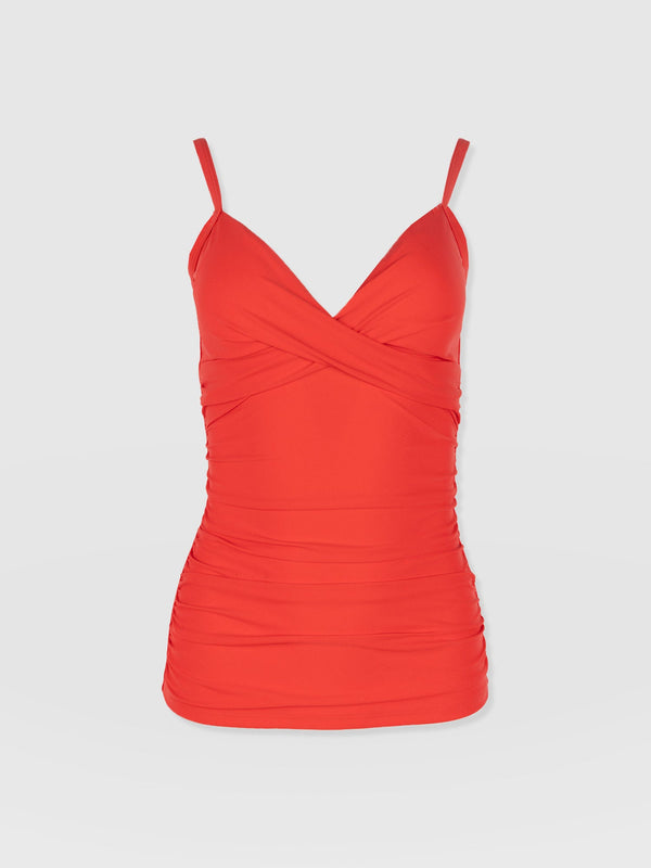 Riley Cross Front Tankini Top - Red