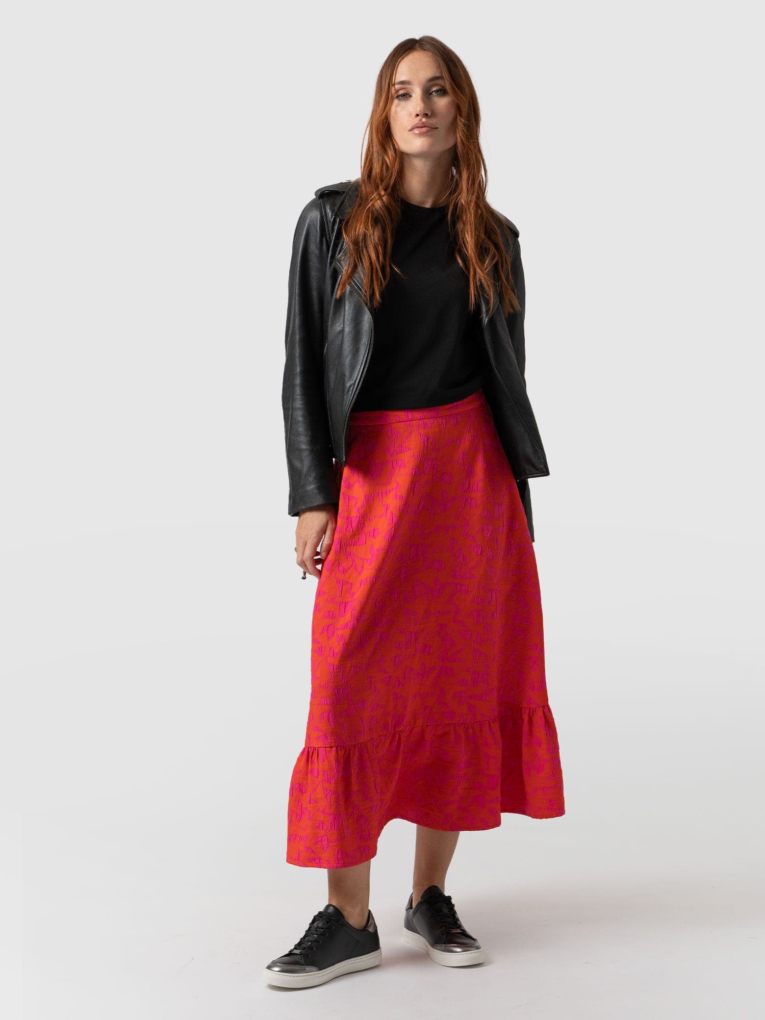 Red store festival skirt