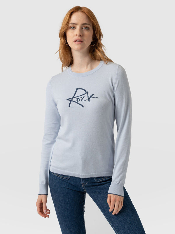 Rock Intarsia Sweater Pale Blue - Women's sweater