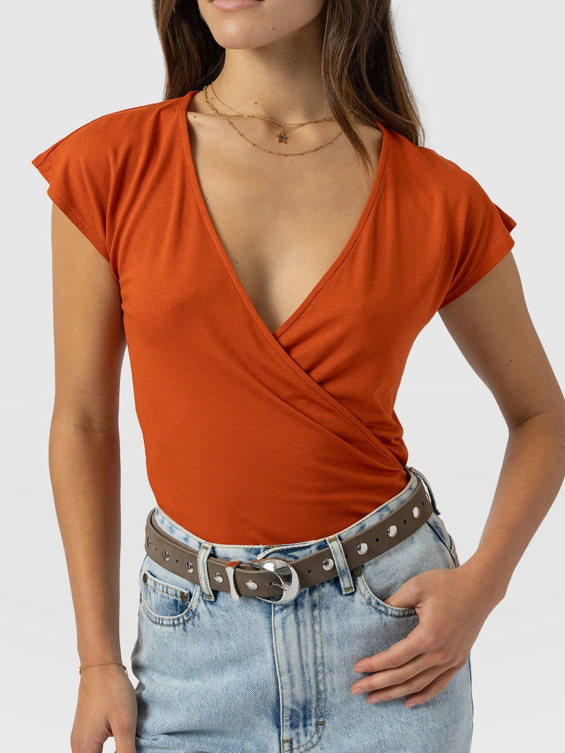 Rosa Wrap Tee - Amber