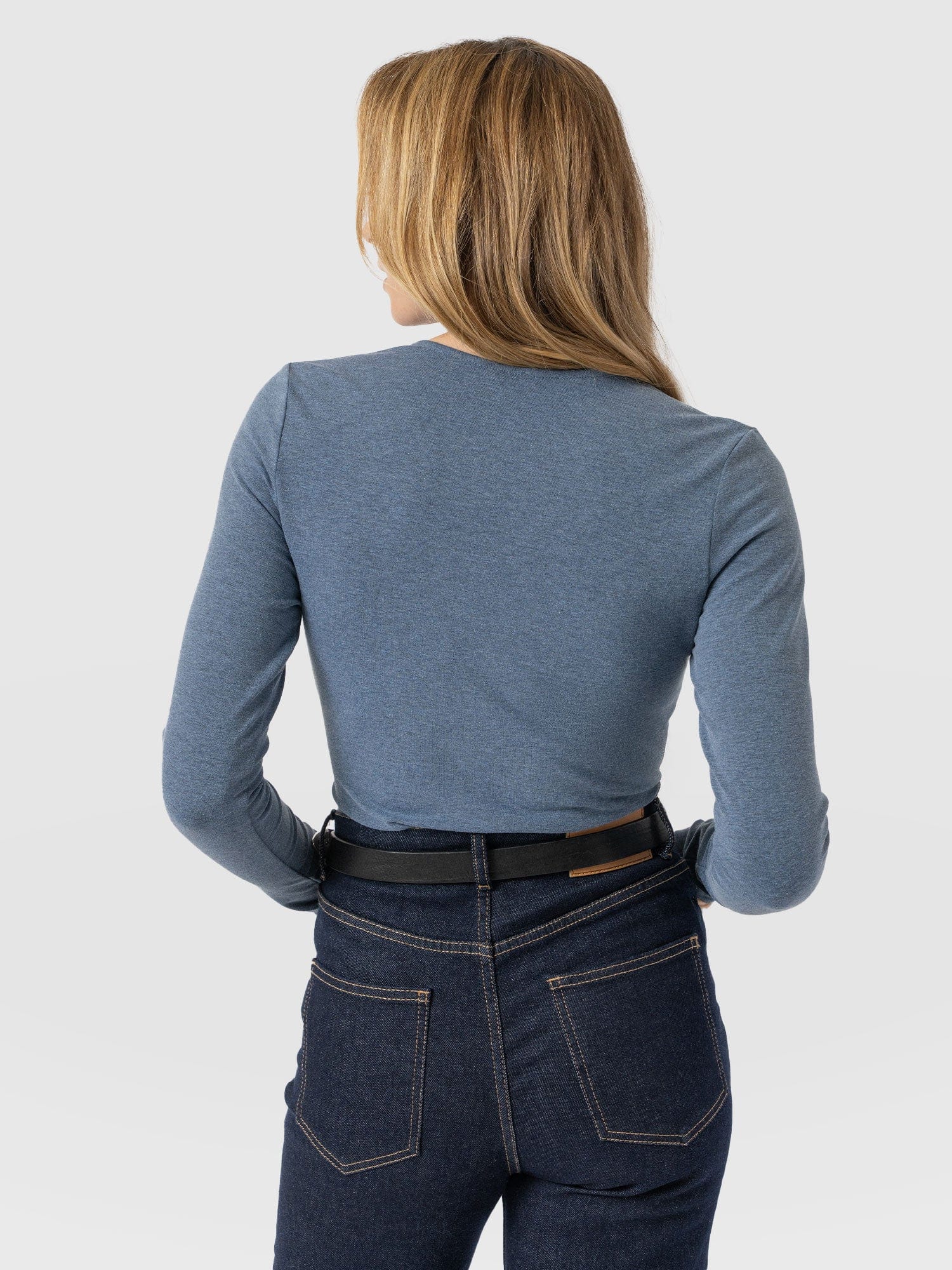 Rosa Wrap Tee Long Sleeve - Blue Melange