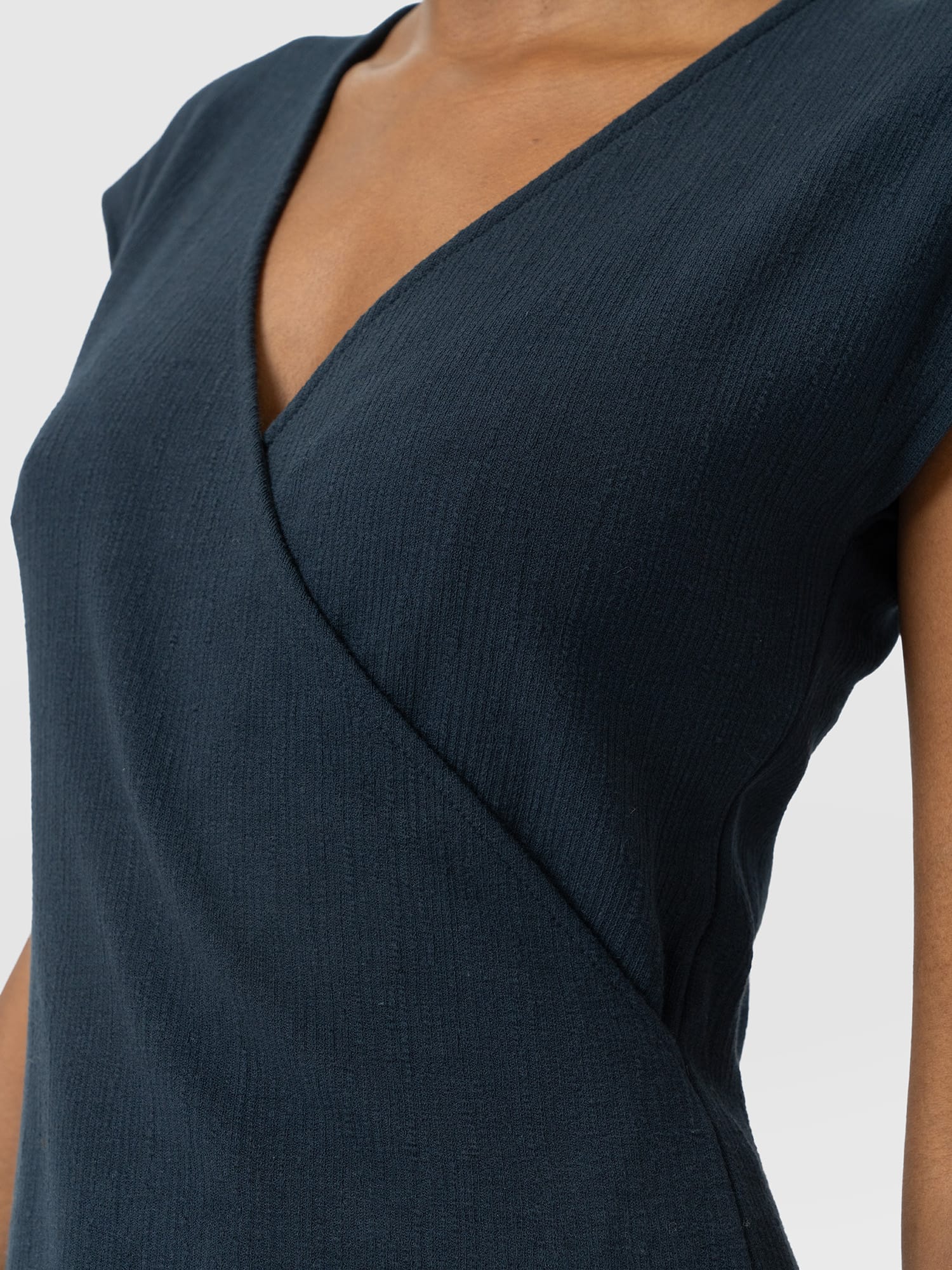 Rosa Wrap Top - Navy Textured