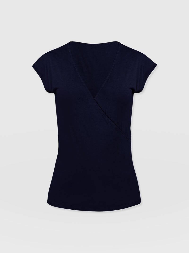 Rosa Wrap Top Navy Textured