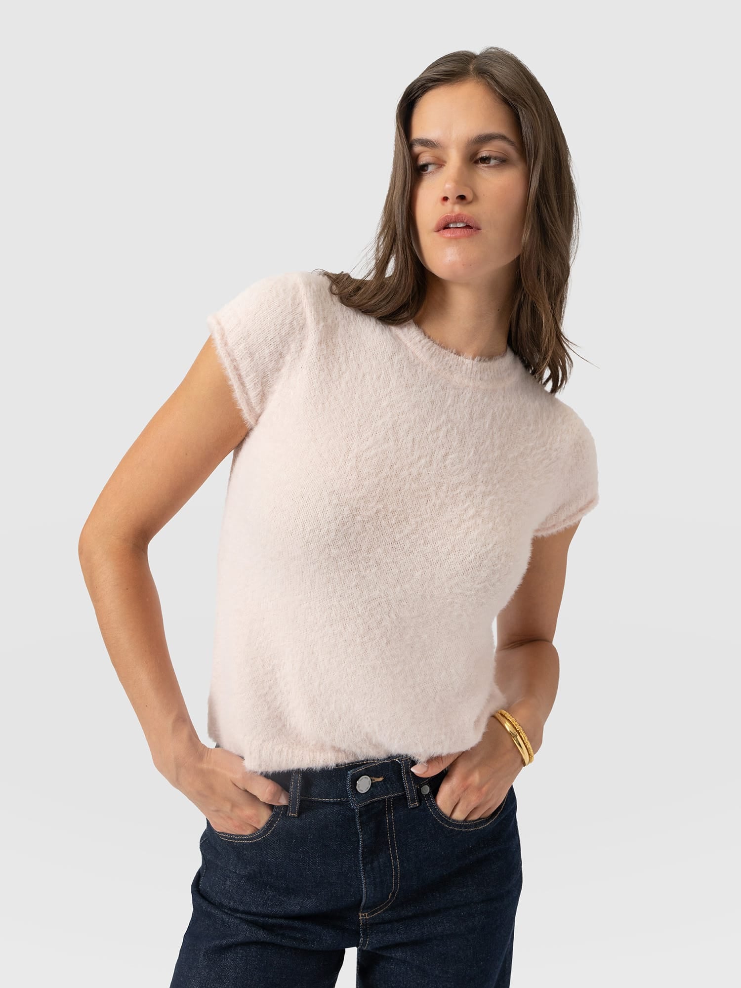 Rosalie Baby Tee - Pale Pink - Women's Jumpers | Saint and Sofia® UK