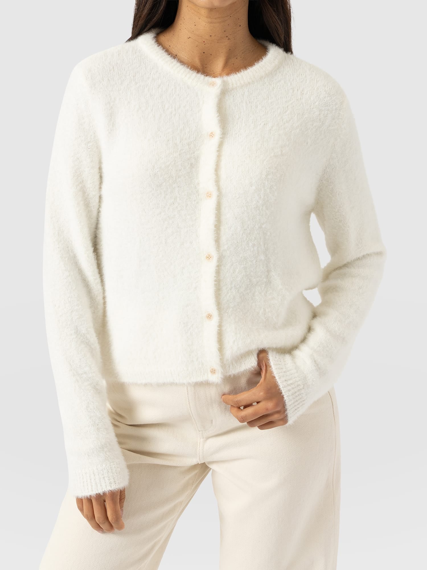 Rosalie Cardigan - Cream - Women's Jumpers | Saint and Sofia® UK