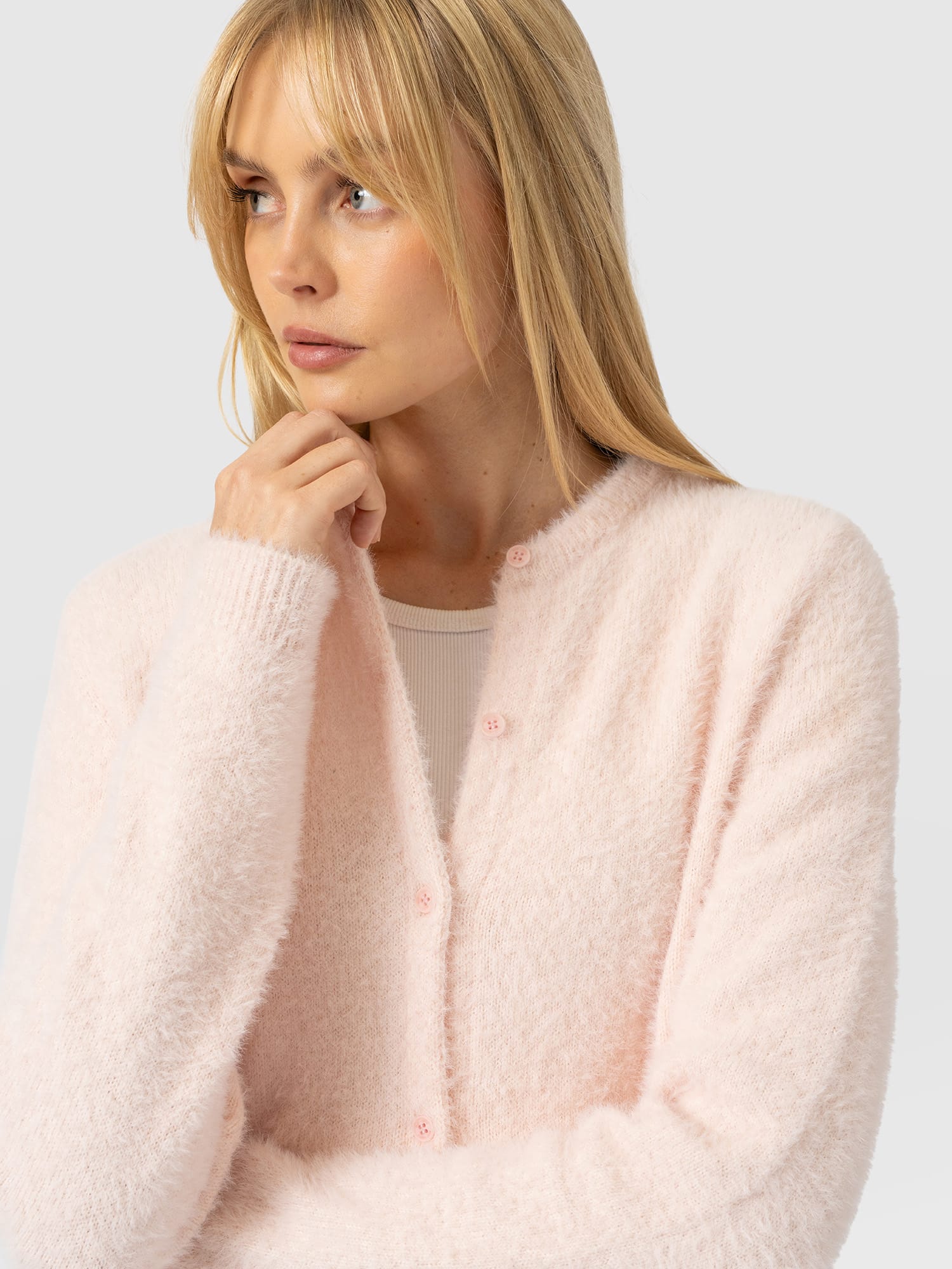 Rosalie Cardigan - Pale Pink - Women's Jumpers | Saint and Sofia® UK