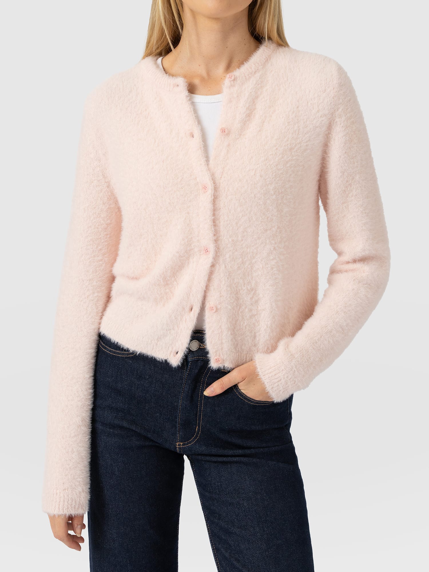 Rosalie Cardigan - Pale Pink - Women's Jumpers | Saint and Sofia® UK