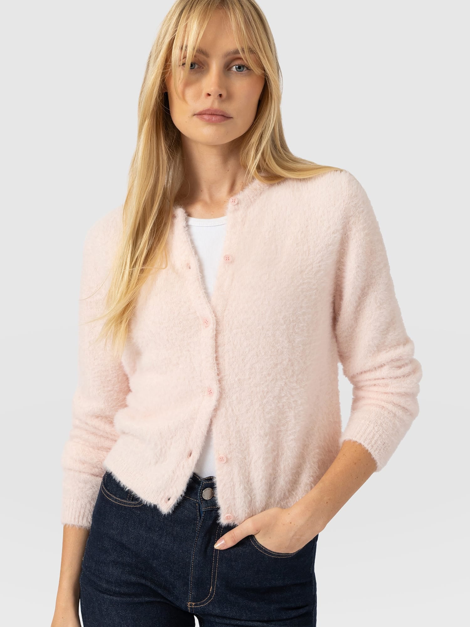 Rosalie Cardigan - Pale Pink - Women's Jumpers | Saint and Sofia® UK
