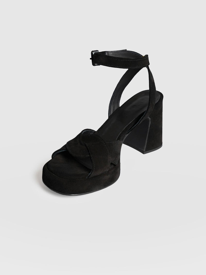Roux Platform Heels - Black - Women's Shoes | Saint + Sofia® UK