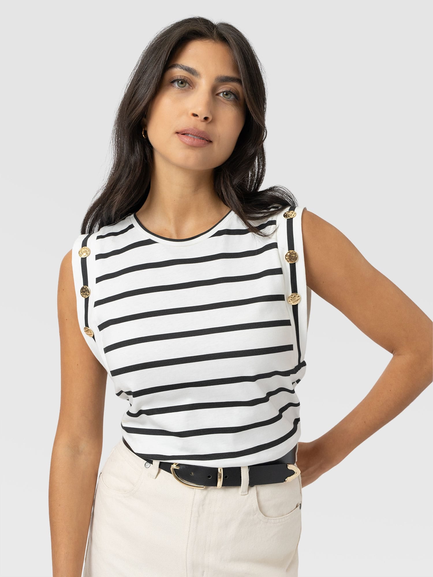 Rowan Tee - Black Stripe - Women's T-shirts | Saint + Sofia® UK