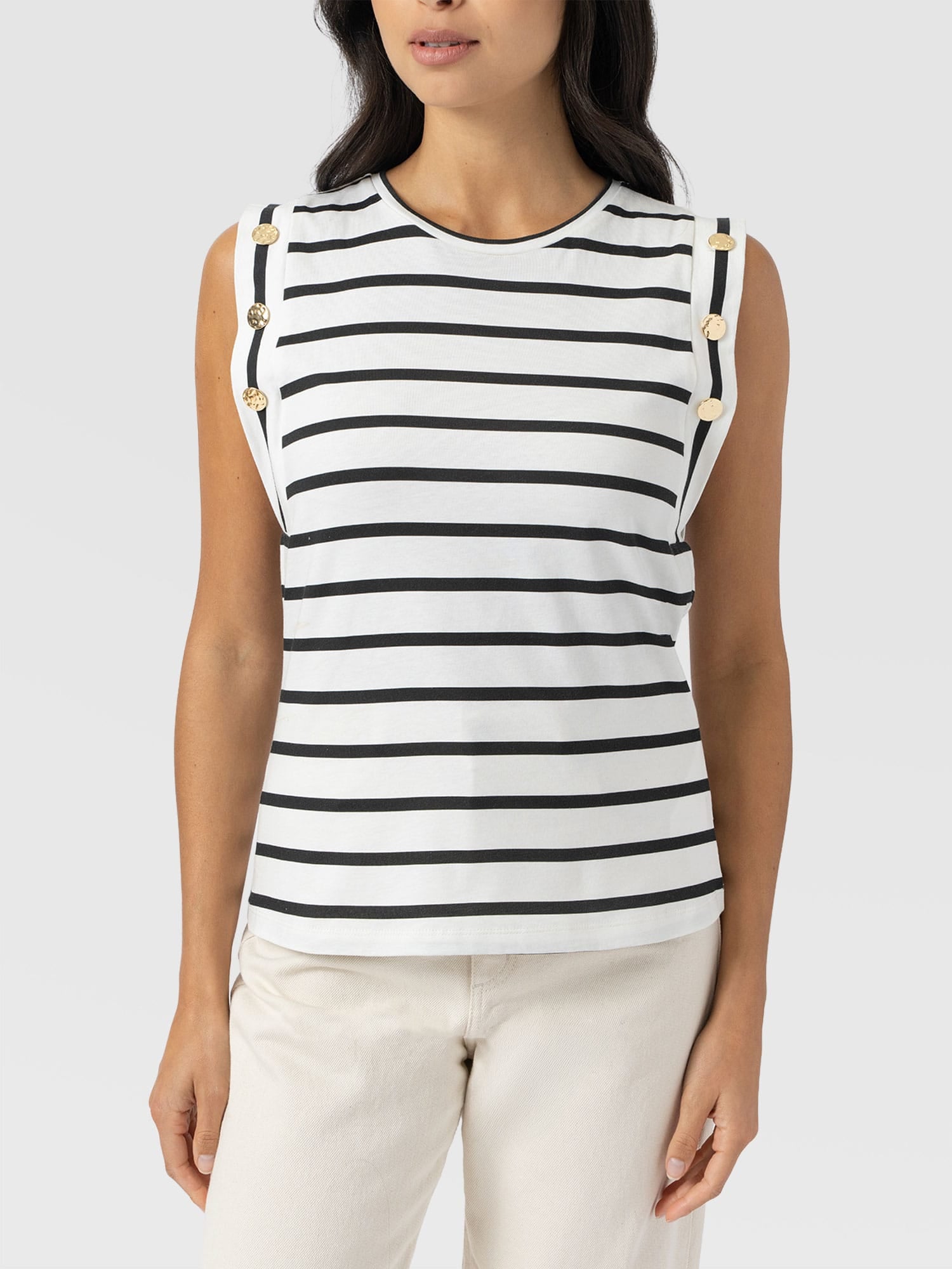 Rowan Tee - Black Stripe - Women's T-shirts | Saint + Sofia® UK