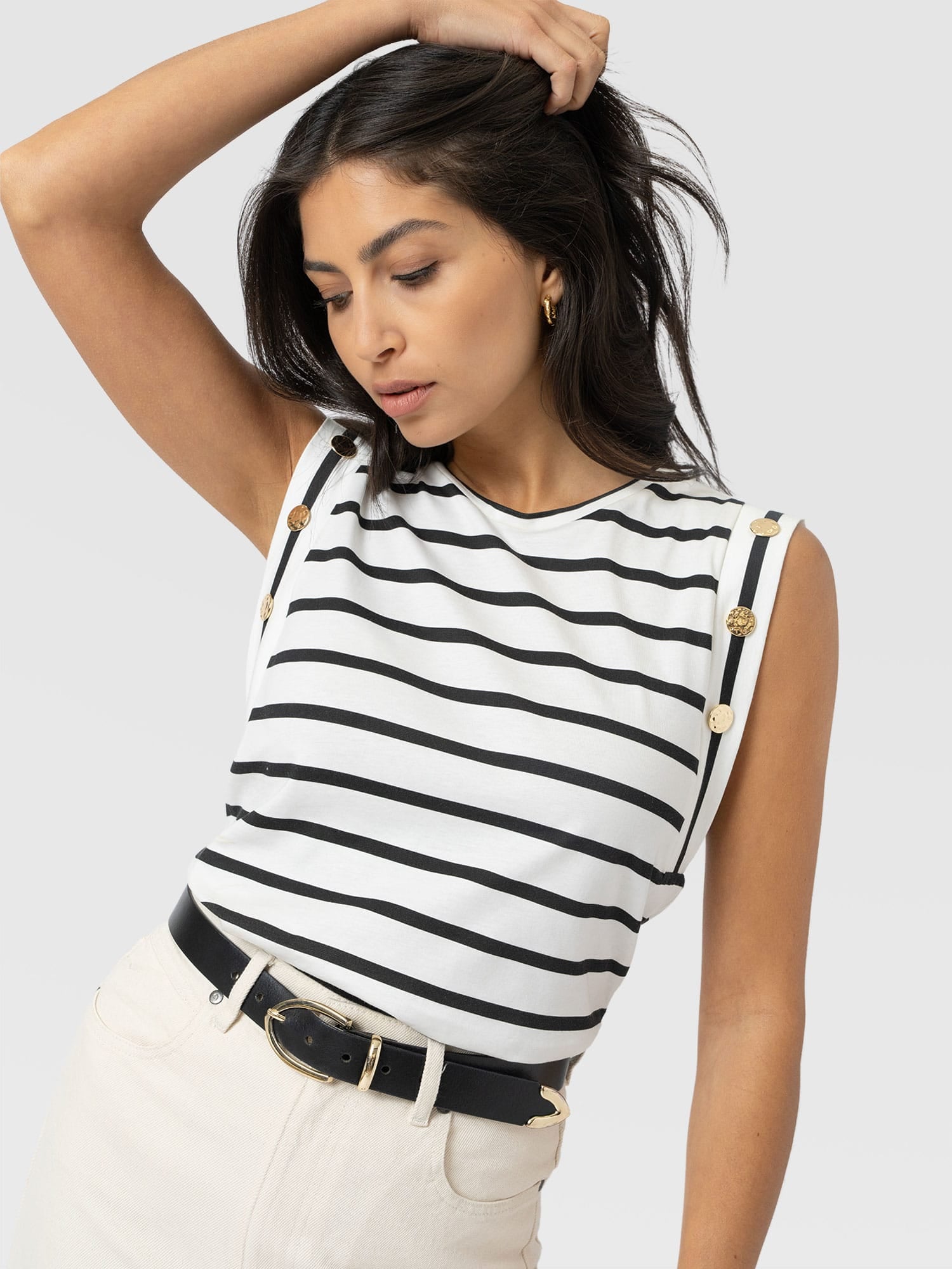 Rowan Tee - Black Stripe - Women's T-shirts | Saint + Sofia® UK