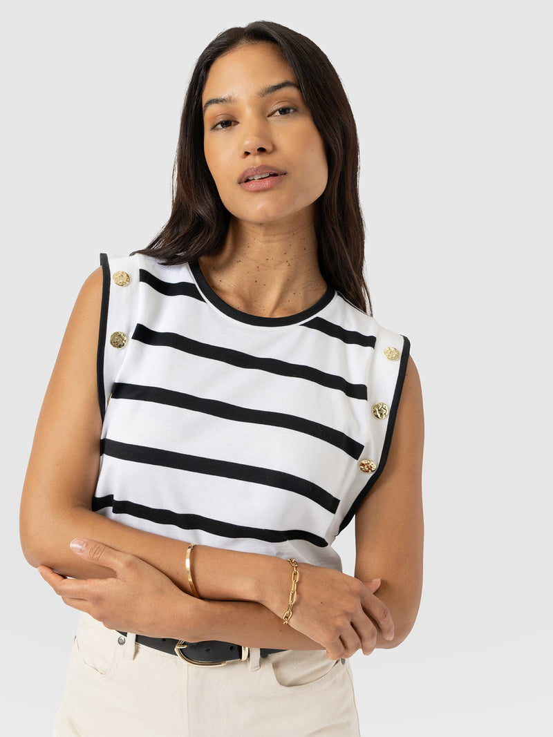 Rowan Tee - Black Stripe - Women's T-shirts | Saint + Sofia® UK