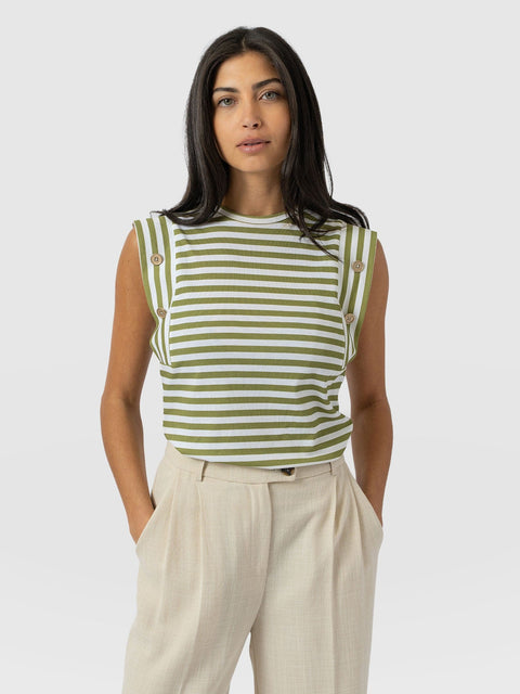 Rowan Tee - Green Stripe - Women's T-Shirts | Saint + Sofia® UK