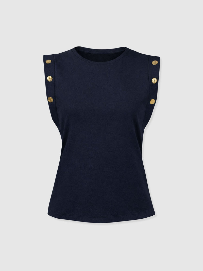 Rowan Tee - Navy - Molten - Women's T-shirts | Saint + Sofia® UK