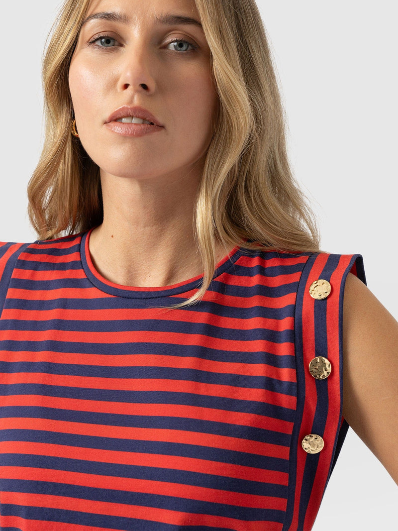 Rowan Tee - Red/Navy Stripe - Women's T-shirts | Saint + Sofia® UK