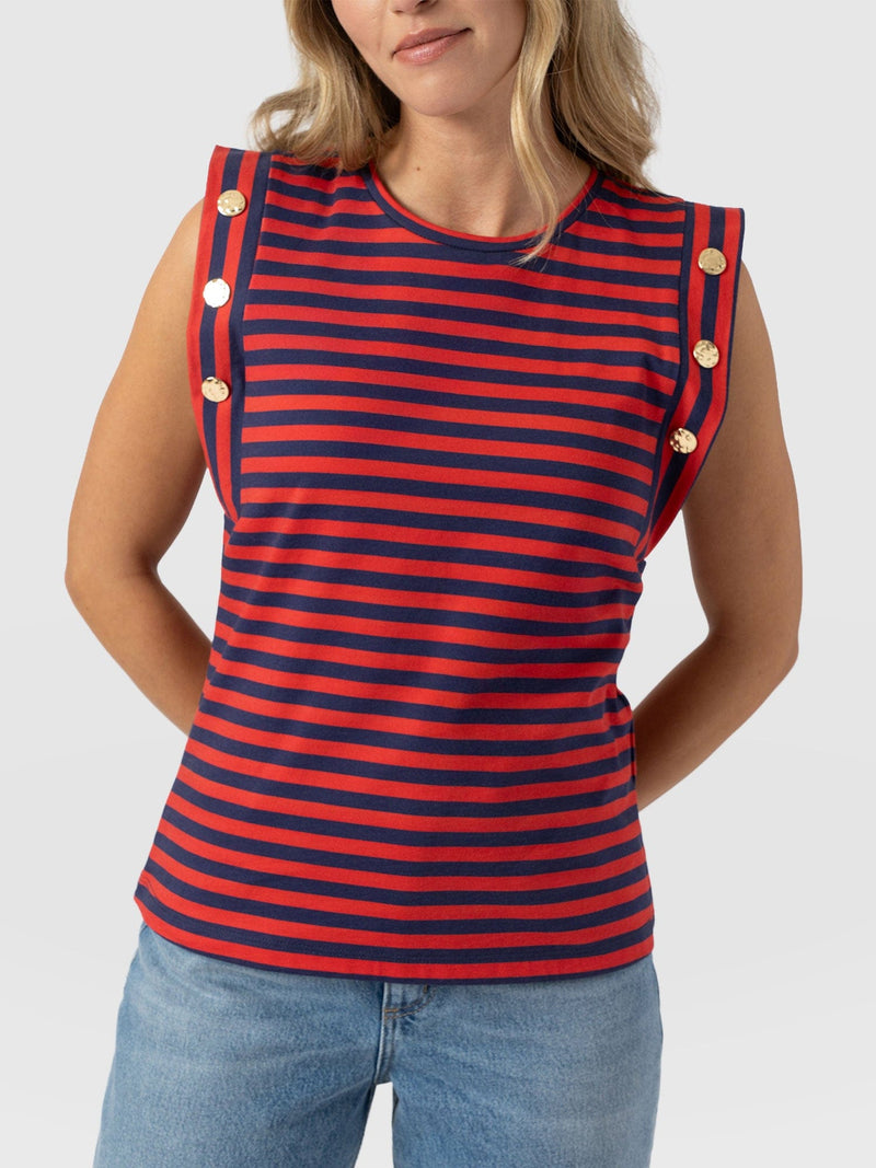 Rowan Tee - Red/Navy Stripe - Women's T-shirts | Saint + Sofia® UK