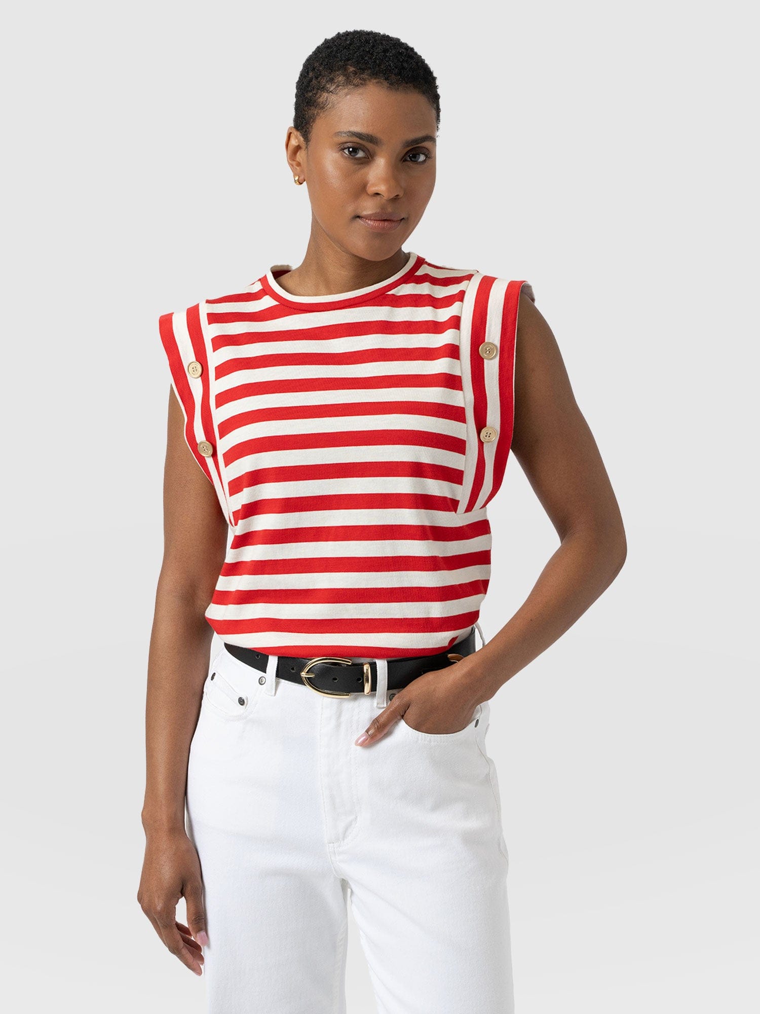 Rowan Tee - Red Stripe - Women's T-Shirts | Saint + Sofia® UK