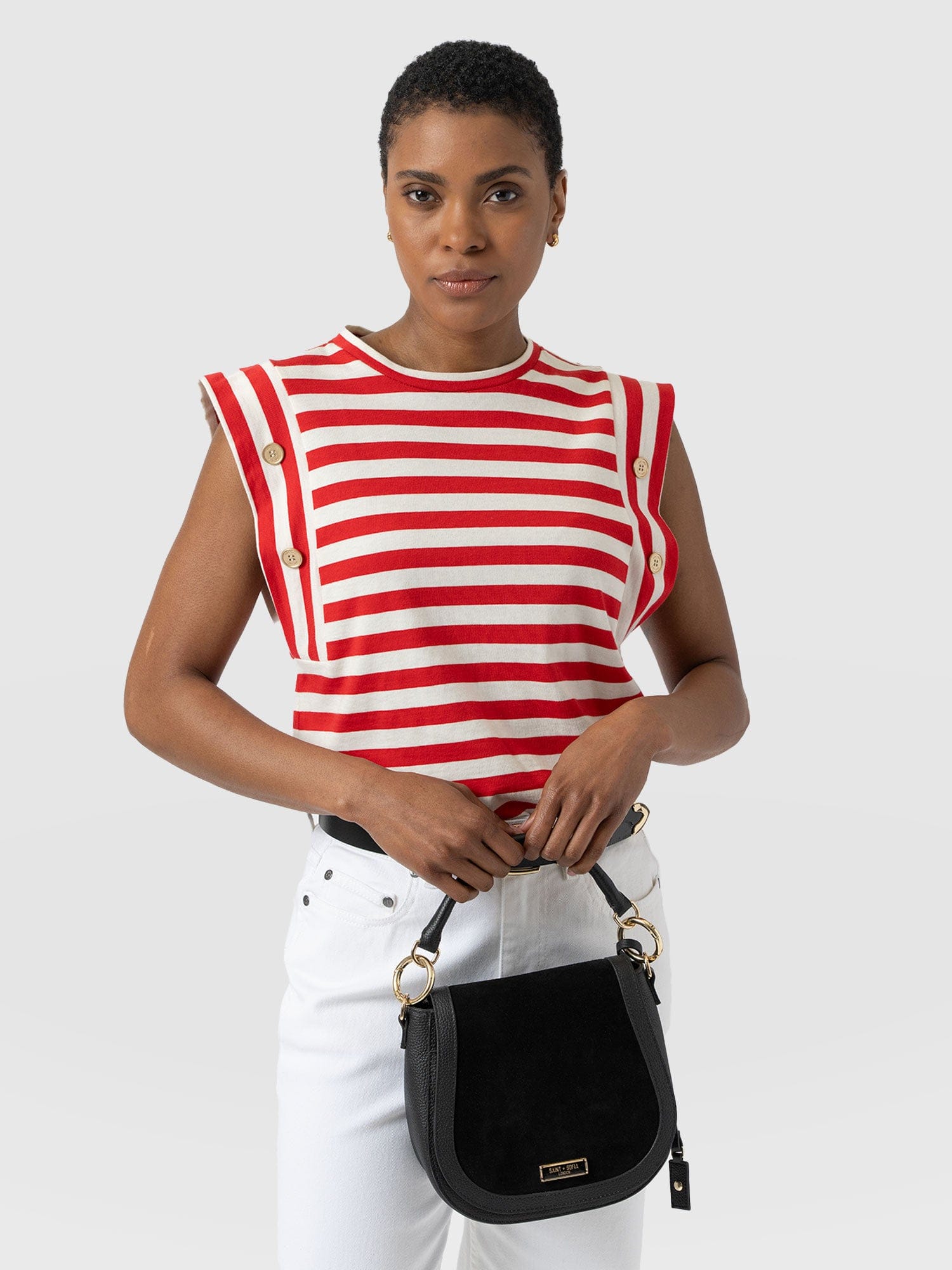 Rowan Tee - Red Stripe - Women's T-Shirts | Saint + Sofia® UK