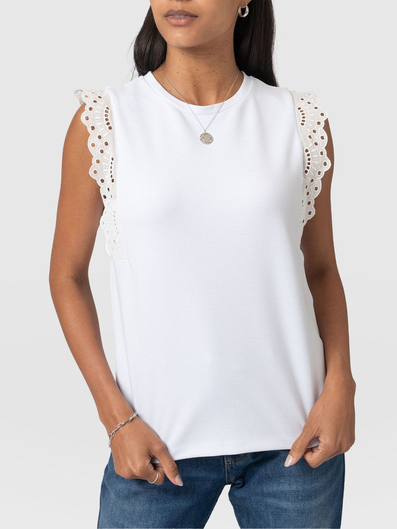 Rowan Tee - White Broderie