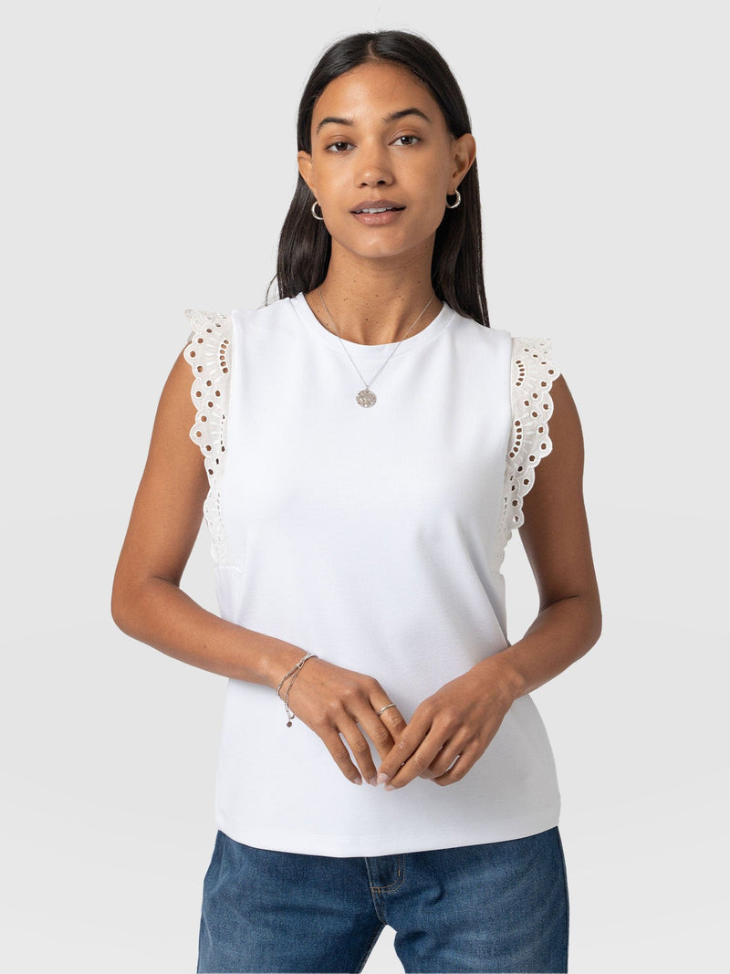 Rowan Tee - White Broderie