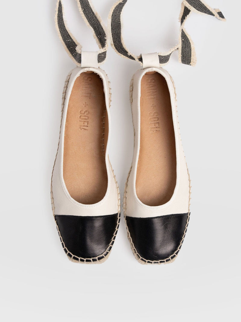 Rowe Espadrille Tie Pumps - Cream/Black