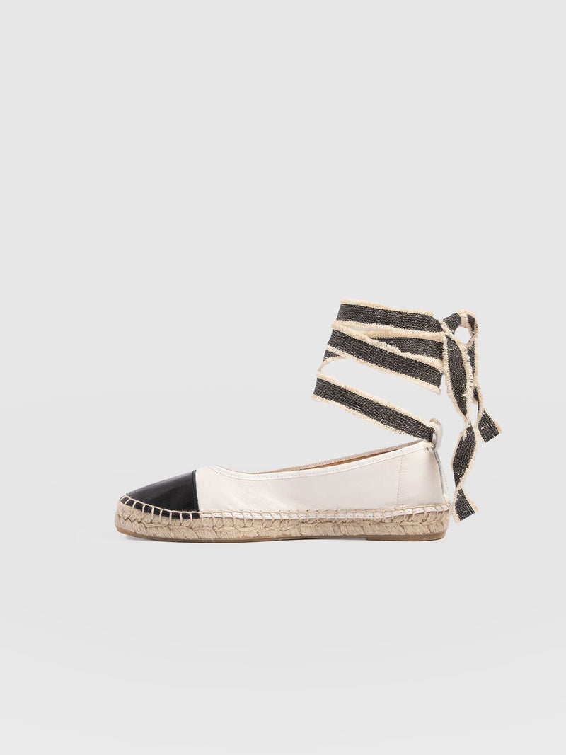 Rowe Espadrille Tie Pumps - Cream/Black