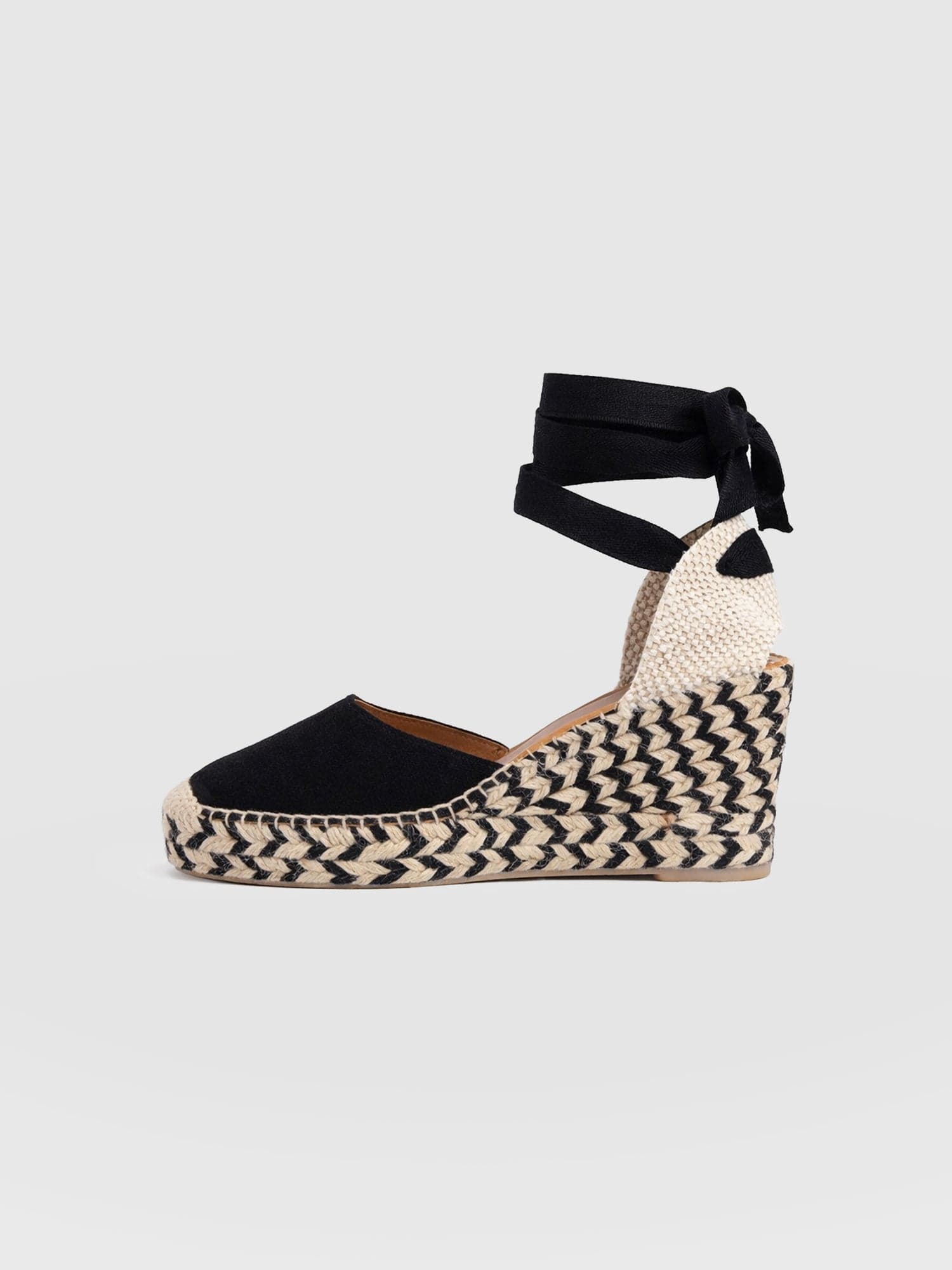 Rowe Espadrille Tie Wedges - Black Suede