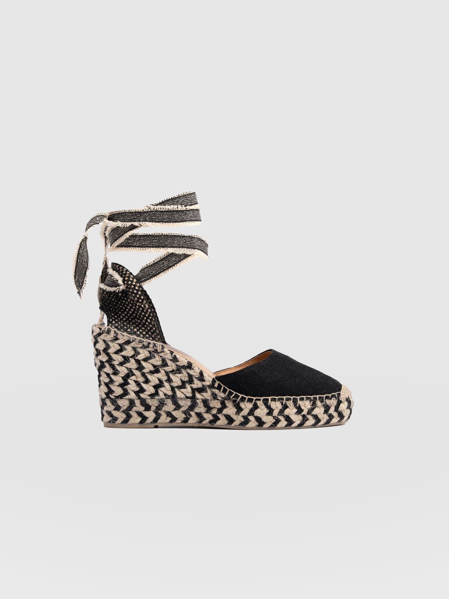 Rowe Espadrille Tie Wedges - Black