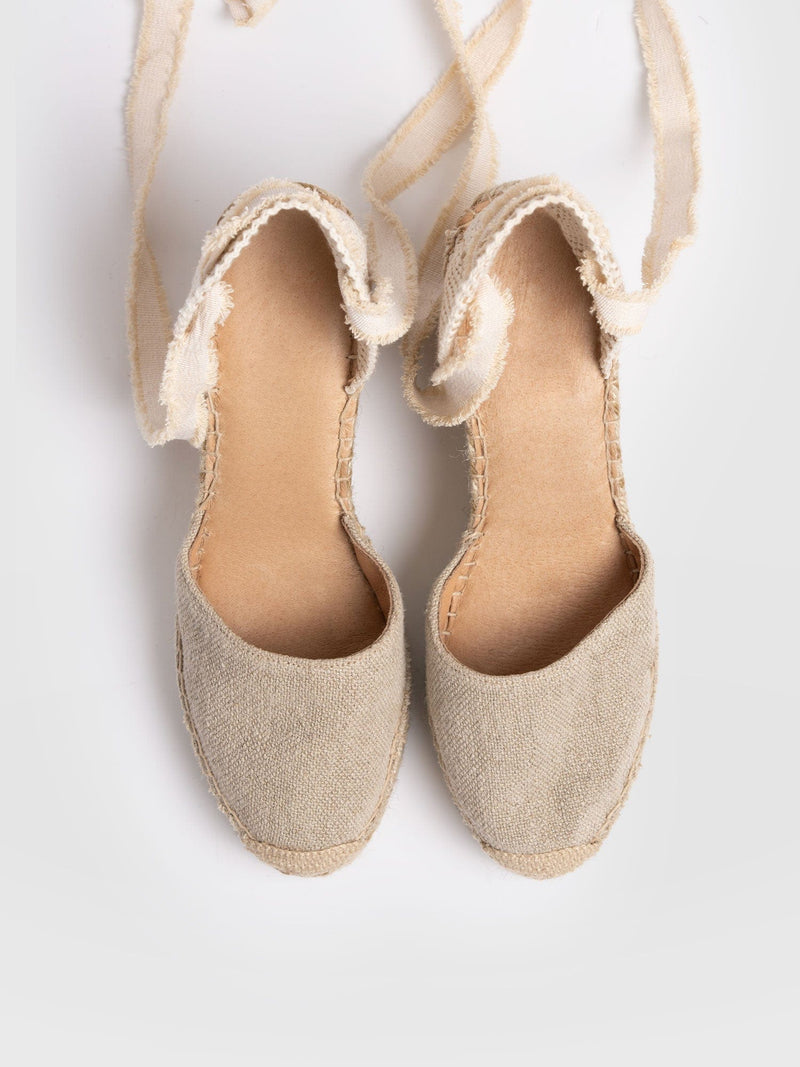 Rowe Espadrille Tie Wedges - Cream