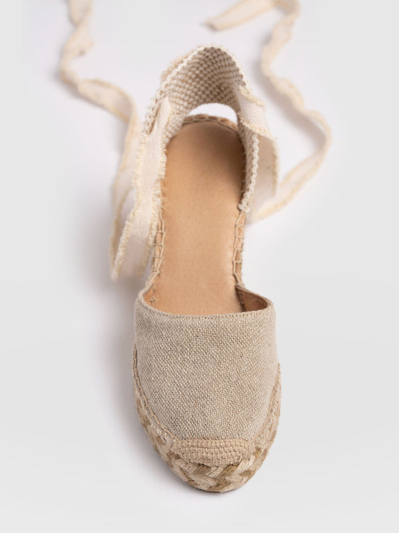 Rowe Espadrille Tie Wedges - Cream
