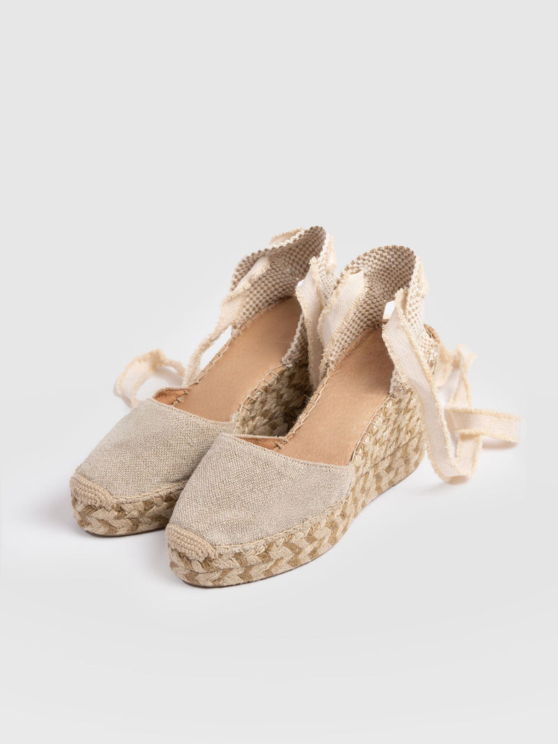 Rowe Espadrille Tie Wedges - Cream