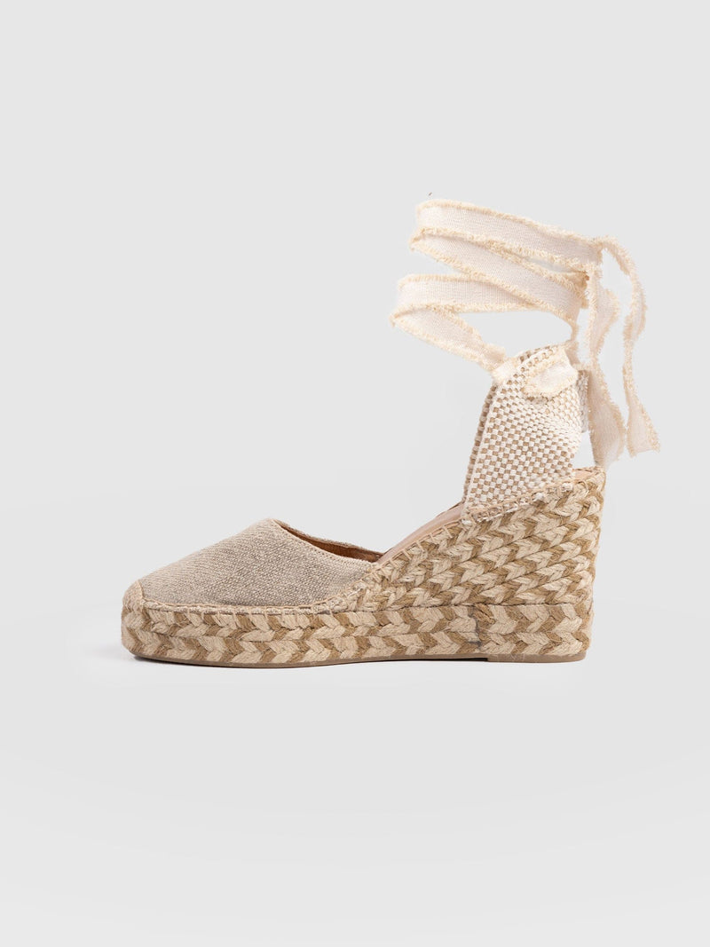 Rowe Espadrille Tie Wedges - Cream