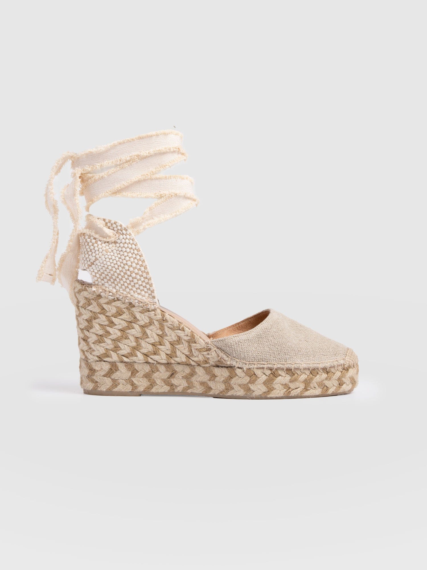 Rowe Espadrille Tie Wedges - Cream
