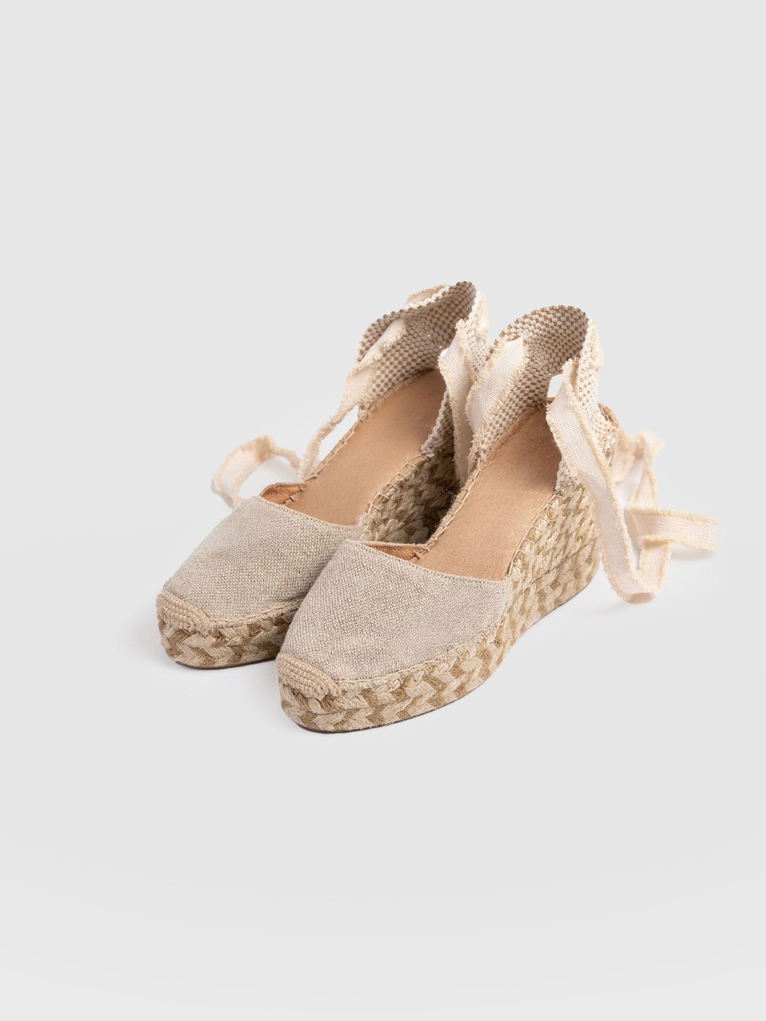Rowe Espadrille Tie Wedges - Cream