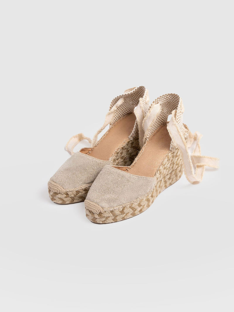 Rowe Espadrille Tie Wedges - Cream