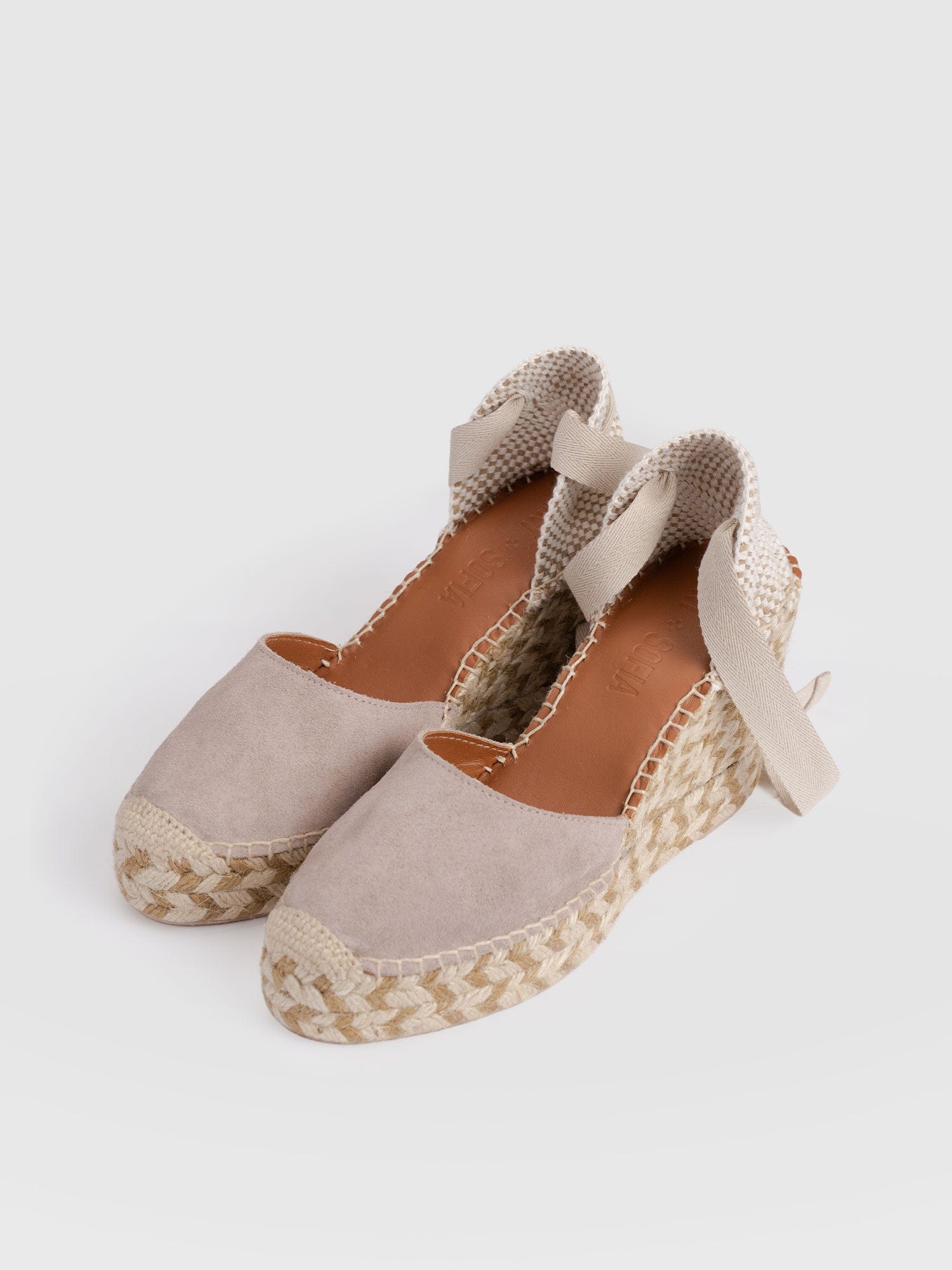 Rowe Espadrille Tie Wedges - Sand Suede