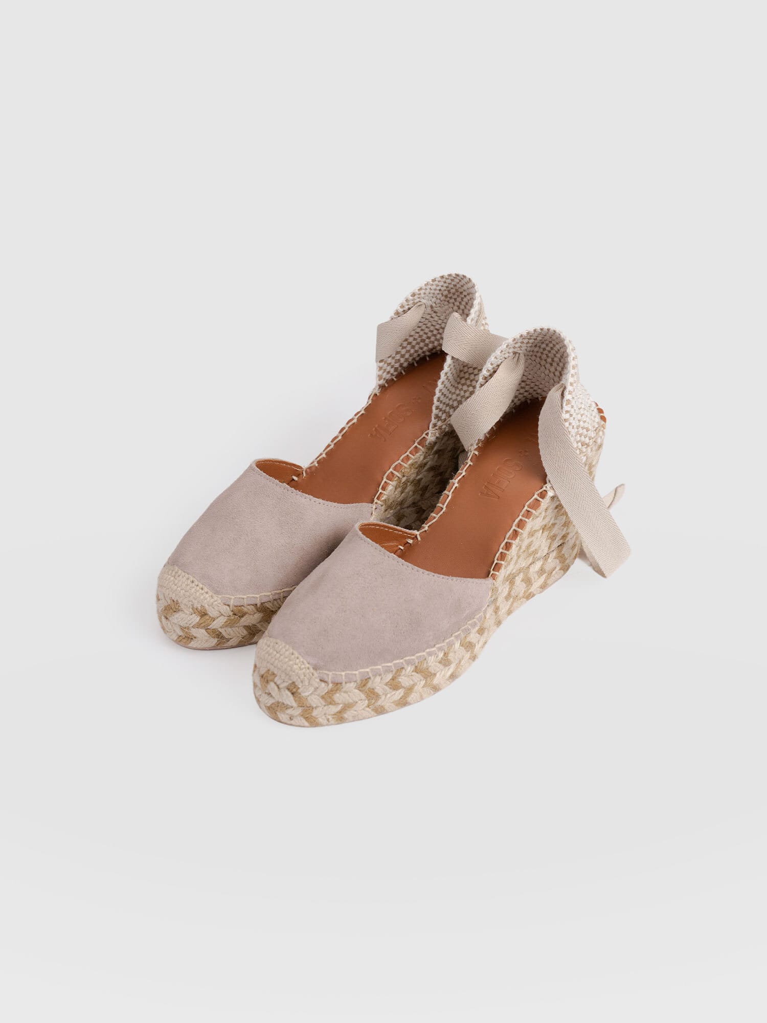 Rowe Espadrille Tie Wedges - Sand Suede