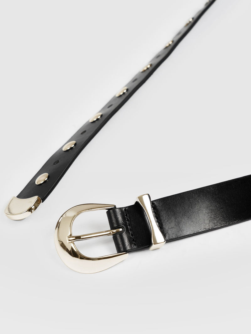 Roxie Studded Belt - Black/Gold