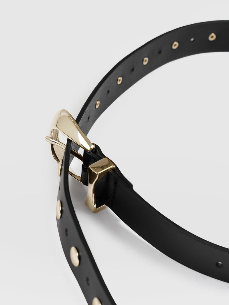 Roxie Studded Belt - Black/Gold